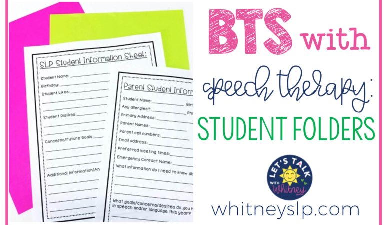 Back to School with Speech Therapy: Student Folders
